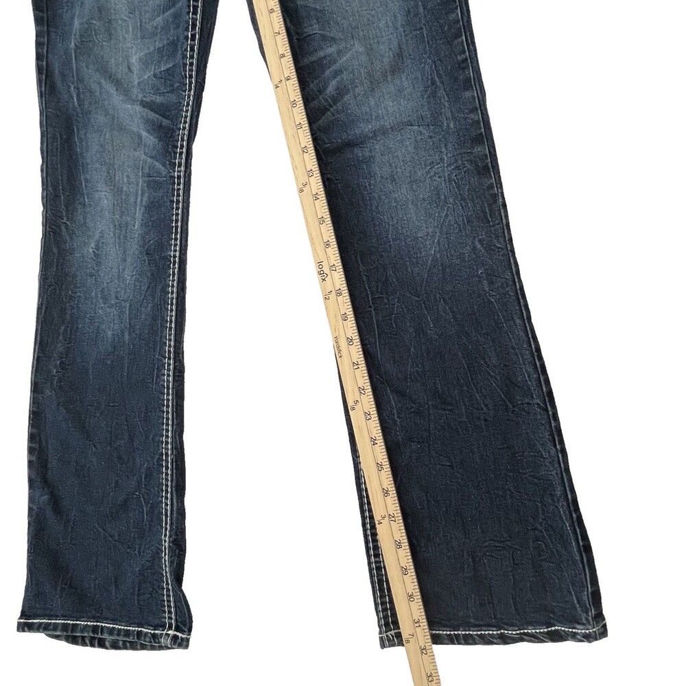 Ariya Jeans 13/14 Low Rise Bootcut Embroidered Denim Y2K Grunge Distressed - Picture 7 of 16